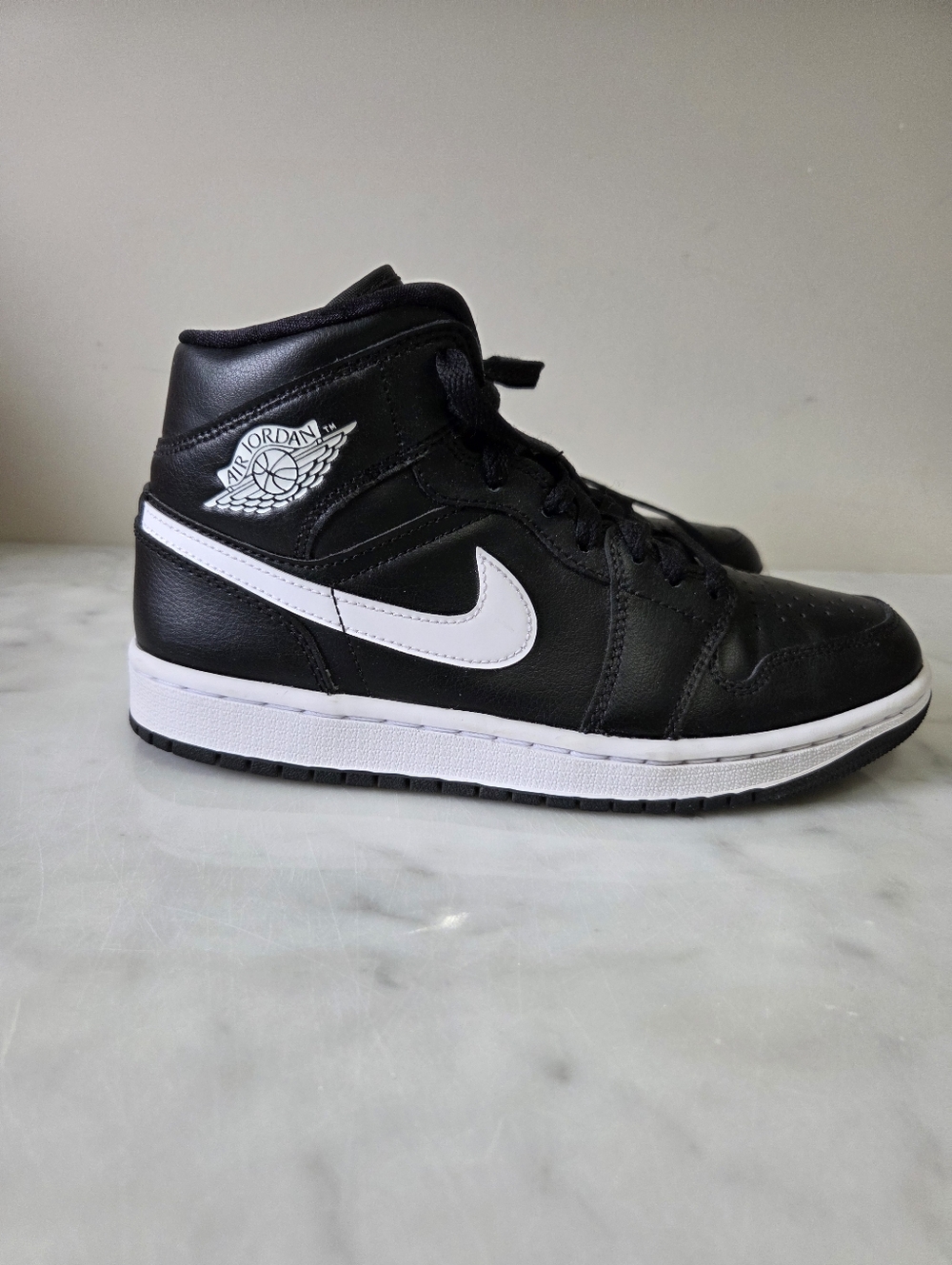 Air Jordan 1 Mid Black White Sneakers- Women's Size 7